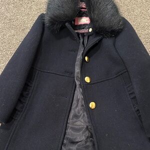Crewcuts Navy Pea Coat with Faux Fur Collar